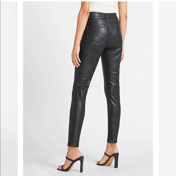 Express High Rise Vegan Leather Ankle Legging - Picture 2 of 3